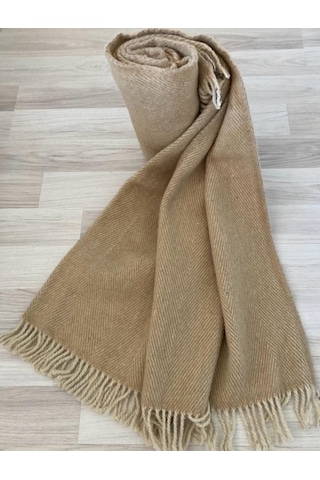 %100 Saf Yün Scotch Dizlik - Tv Battaniye 130x170 Hardal Sarı