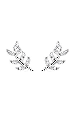 S925 Gümüş Küpe Kadınlar Için Sterling Gümüş 925 Şube Elmas Saplama Küpe Düğün Güzel Takı Hediyeler İçin Küpe Saplama Küpe Altın - Beyaz