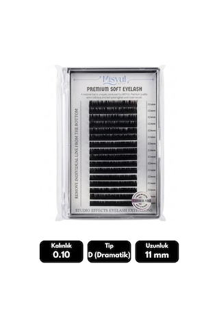 Misyul 0.10d Dramatik Kıvrım 11 Mm Soft Eyelash Doğal İpek Kirpik 16'lı
