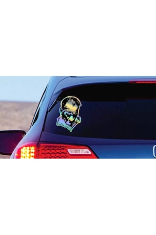 Hologramlı Janjanlı Mustafa Kemal Atatürk Silüet Sticker - Araba Oto Motosiklet Cam Karavan Sticker - 03007 20x14 Cm