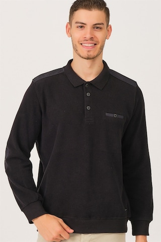 V2501 Dewberry Dıo Rıse Polo Yaka Erkek Sweatshırt-siyah Siyah