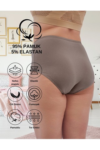 Alya Underwear Kadın Büyük Beden Külot Battal Full Brief, Yüksek Bel 5xl, 6xl, 7xl 5 Farklı Renk 1 Pakette Multicolor-p20