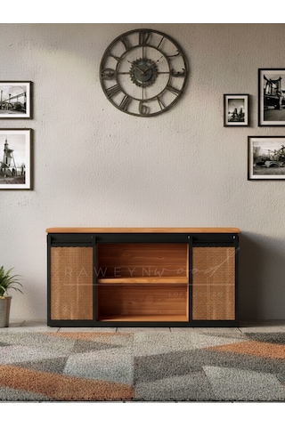 Raweyn Genus Doğal Ahşap Sürgülü Konsol 230cm Açık Ceviz