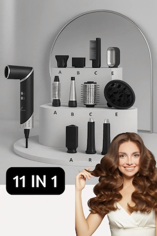 11 Başlık Multi Styler Hava Üflemeli Saç Şekillendirme Kurutma Ço