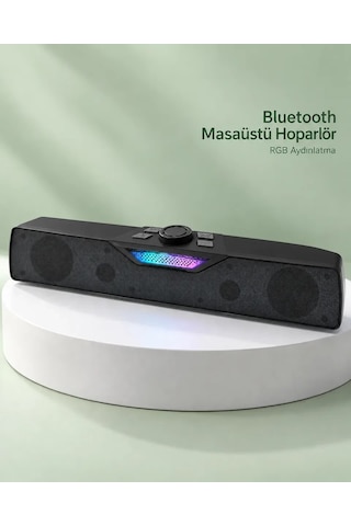Kablosuz Müzik Dinleme Bluetooth Hoparlör Rgb Aydınlatmalı Siyah