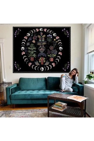 Bitki Goblen Boho Ay Ve Güneş Duvar Sanatı Asılı Halılar Mandala Estetik Odası Dekor Yatak Odası Dekorasyon Aksesuarları Battaniye