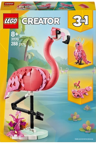 LEGO® Creator 3’ü 1 Arada Vahşi Hayvanlar: Pembe Flamingo 31170 - 8 Yaş ve Üzeri Çocuklar için Yaratıcı Oyuncak Yapım Seti (288)