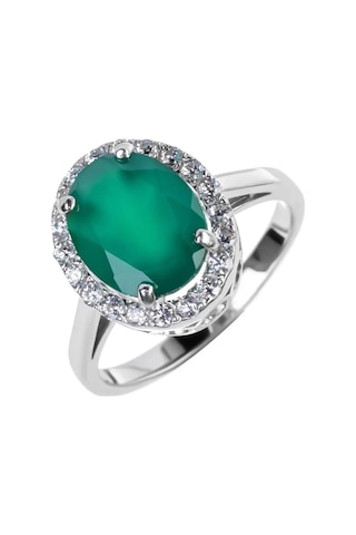 Lair Doğal Akik Taşlı Gümüş Yüzük 70073685 Yeşil