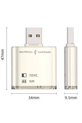 Alfais 6082 Usb 3.0 2 Port Hafıza Kartı Okuyucu Sd Sdxc Nm Çoklu Kart Dönüştürücü