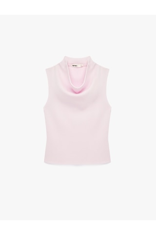 Koton Dik Dökümlü Yaka Viskon Triko Kolsuz Bluz Pembe 6sak30035ht Gül