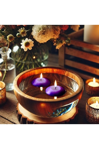 50'li Paket 3.5 Cm Mor Yüzen Mumlar Mor