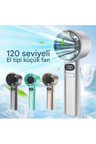 Taşınabilir Mini Vantilatör Şarjlı El Fanı 120 Hız Ayarlı Pil Göstergeli Çanta Tipi