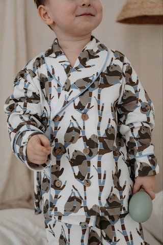 Panda Desenli Yaka Detaylı Çocuk Pijama Takım Mavi