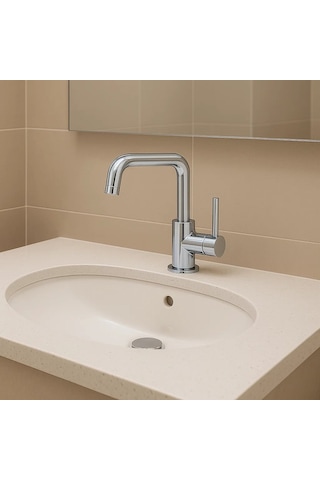 Sardıcı Musluğu Çift Su Girişli Lavabo Bataryası Pirinç Krom