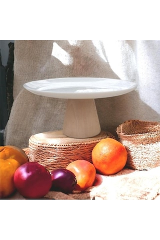 Akayev Ahşap Konik Ayaklı Beyaz 27 Cm Sunumluk Beyaz