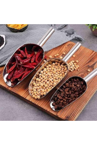Bakliyat Küreği Paslanmaz Şaşula 350 Gr Kuruyemiş Küreği İnox No:2 24 Cm Metalik Gri
