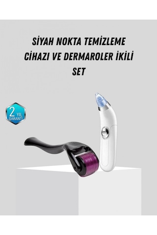 Dermaroller Ve Vakumlu Siyah Nokta Temizleme Cihazı 2 Li Cilt Bakım Seti