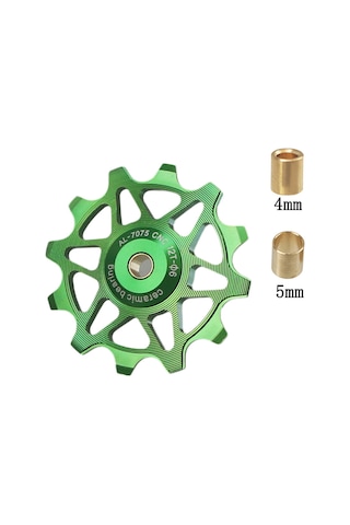 Teltree Bisiklet Metal Vites Değiştirici Rehberi - Seramik 12t Rulmanlı, Dağ Ve Yol Bisikletleri İçin Pürüzsüz Vites Geçişi Yeşil Yeşil