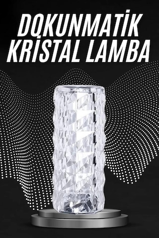 Mey İthalat Kristal Lamba Masa Lambası Şarjlı Masa Lambası Dokunmatik Sensör Usb Şarjlı Çok Renkli