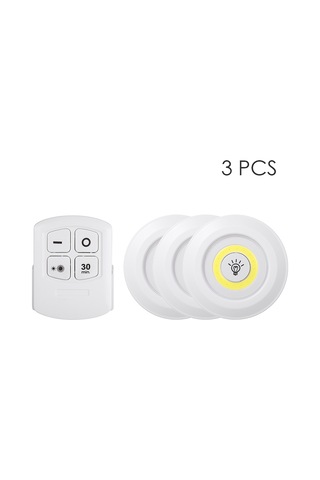 Ruicoo Kablosuz Cob Led Dolap Aydınlatma - 3'lü Paket, Uzaktan Kumandalı, Parlaklık Ayarlı, Taşınabilir, Pil İle Çalışan Beyaz
