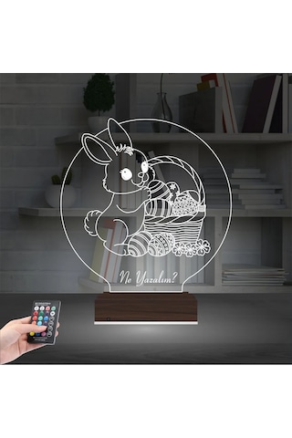 Luvivia Paskalya Tavşan Yumurta Çocuk Odası Kişiye Özel 3d Lamba - Masa Gece Lambası V3 Şeffaf