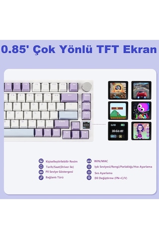 Ak820 Pro Mekanik Oyun Klavyesi,3 Modlu Tft Renkli Ekran Ve Cnc Düğmeli 81 Tuş,rgb Aydınlatma