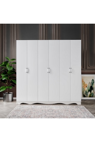 Free 6 Kapaklı 2 Çekmeceli Modern Modüler Gardırop, Elbise Dolabı