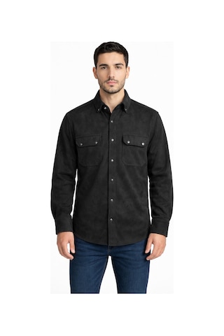 Classics Men Yxc Uzun Kol Slim Fit Erkek Süet Gömlek - 7439 Siyah