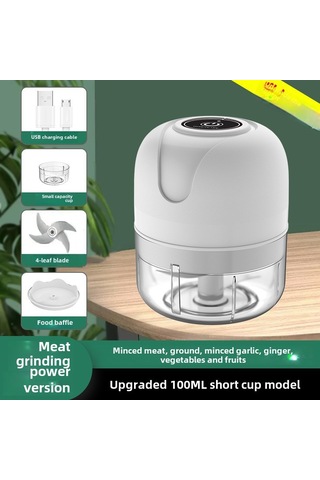 Youmex Mini Elektrikli Sarımsak Kesici - Kablosuz 100ml 4 Bıçaklı Ev & Profesyonel Mutfak Aleti Beyaz Diğer