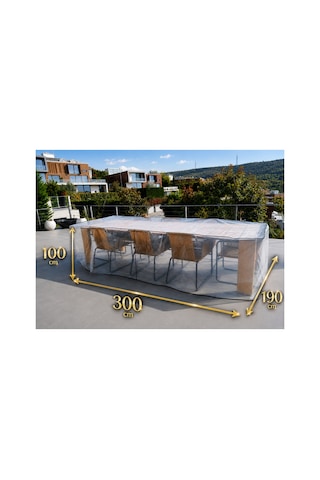 En Çok Tercih Edilen Şeffaf Bahçe Mobilyası Koruma Örtüsü,su Geçirmez,pvc Balkon,teras,masa Takımı Koruyucu Kılıf,190x300x100 Cm Diğer