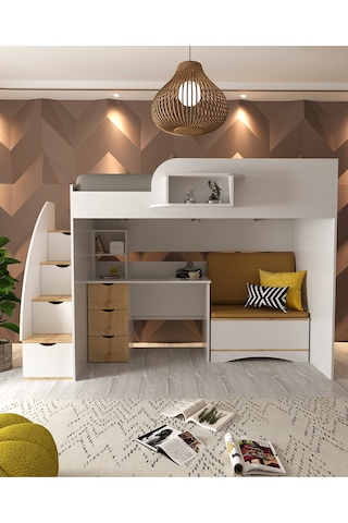 Ranza, Arguvan Ranza Sandık Çalışma Masası, Beyaz-açık Ceviz 90 x 190
