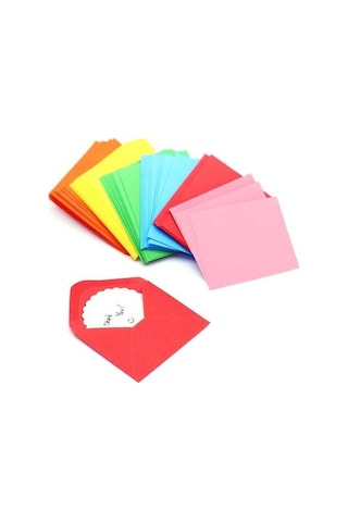 100 Adet Renkli Mini Zarf 7x9 CM