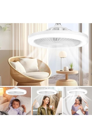 Buffer E27 Duylu 3 Farklı Işık Modlu Ve 3 Seviye Fan Güçlü Uzaktan Kumandalı, Sessiz Kullanımlı, Kolay Kurulumlu,led Işı