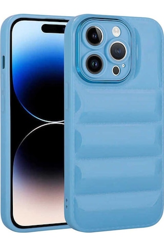 Apple Uyumlu iPhone 14 Pro Kılıf Kamera Korumalı Parlak Airbag'li Zore Galya Kapak Mavi