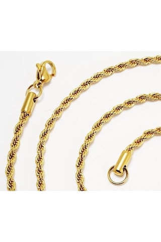 2.5 Mm Çelik Halat - Burgu Sarı Renk 24 Ayar Altın Kaplama Çelik Zincir Sarı