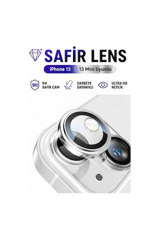 İphone 13 / 13 Mini Yıldız Işığı Metal Kamera Lens Koruyucu Safir Cam Ultra Net Hd