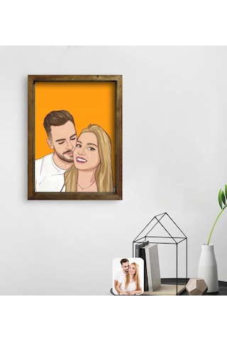 Kişiye Özel Çizgi Roman Karikatürlü Doğal Masif Ahşap Çerçeveli T