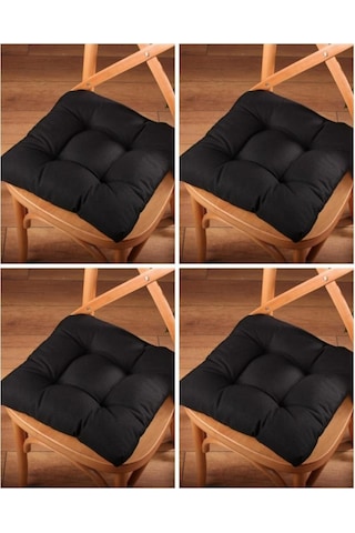 Altınpamuk Altınpamuk 4'Lü Lüx Pofidik Siyah Sandalye Minderi Özel Dikişli B