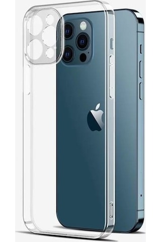Apple Uyumlu iPhone 12 Pro Kamera Korumalı 3D Şeffaf Silikon Kılıf 470139016