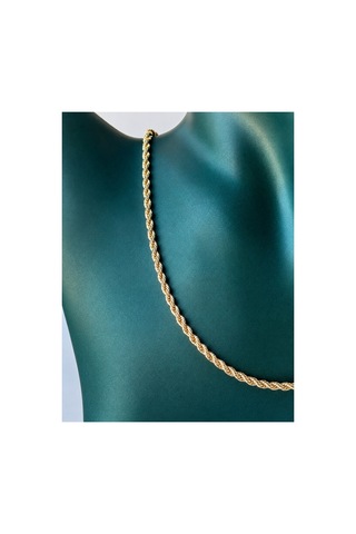 Sertifikalı 316l Çelik Premium Altın Kaplama Rope Chain Halat Zincir Kadın Kolye