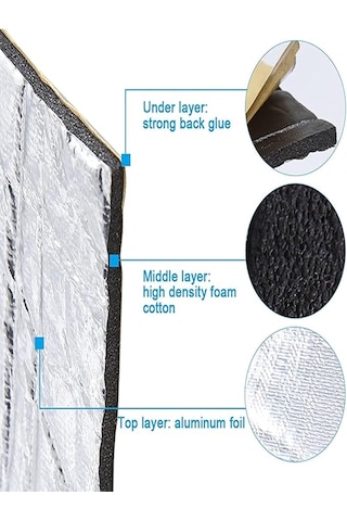 10 Adet 60x30cm Folyolu Oto Ses Isı Yalıtım Pedi 9mm Yapışkanlı