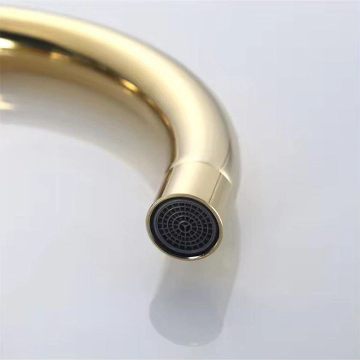 Fleko Lavabo Bataryası Gold Krom Kaplama Banyo Lavabo Bataryası Yüksek Kuğu Tasarım Altın Renk Krom