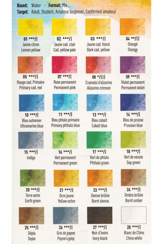 Pebeo Aquarelle Fine Yarım Tablet Suluboya Seti 24lü Plastik Oval Kutu 300102 Standart