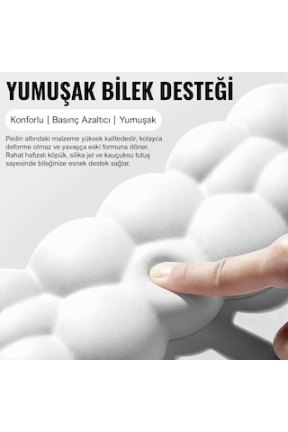 Lexroo Cloud Klavye Ve Mouse Bilek Destek Seti, Bulut Ergopad, Kaymaz Tabanlı, Nefes Alan Kumaş Standart
