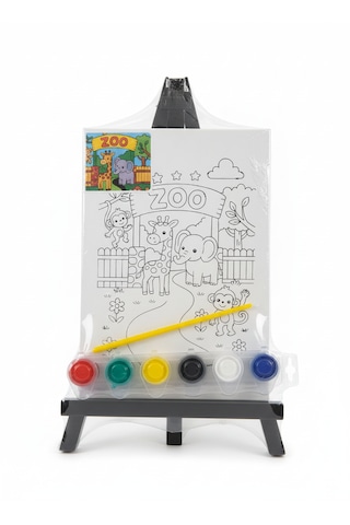 Ark Çizimli Pres Tuval Seti 18 X 24 Cm Akrilik Boya + Fırça