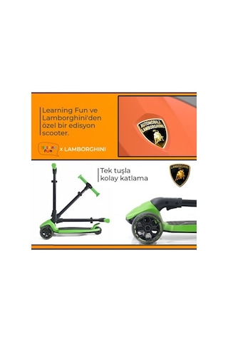 Kolay Katlanabilir Işıklı Çocuk Scooter 3 Tekerlekli Açık Mavi