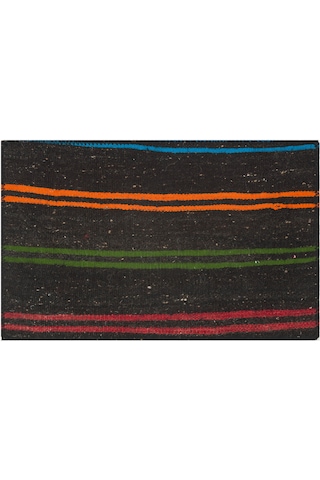 Turuncu Yeşil Rengi El Dokuma Kilim Paspas