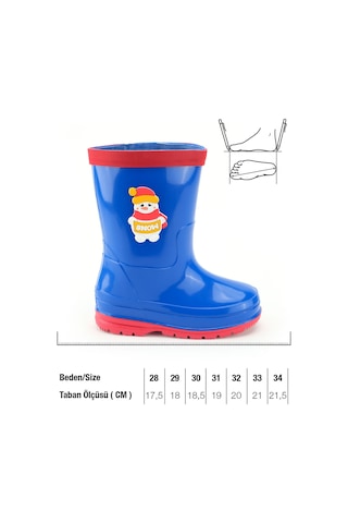 Gezer Erkek Çocuk Kışlık İçinde Çıkarılabilir Ek Çoraplı Su Geçirmez Yağmur Bot Çizme Saks Mavi