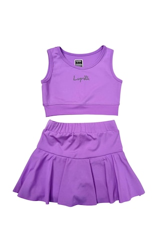 Nurbebe Şort Etekli Crop Kız Çocuk Sporcu Takım Mor