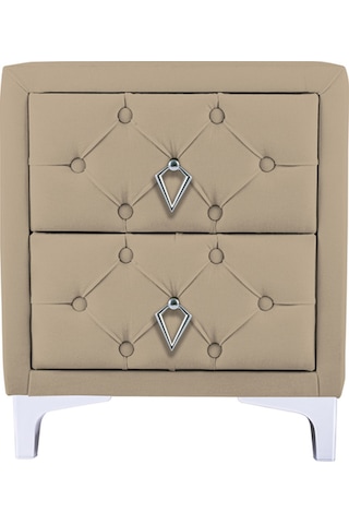 Ruby 2 Çekmeceli Komodin-silver Model Kapitoneli Yatak Odası Iki Çekmeceli Komodin&şifonyer Modeli Bej